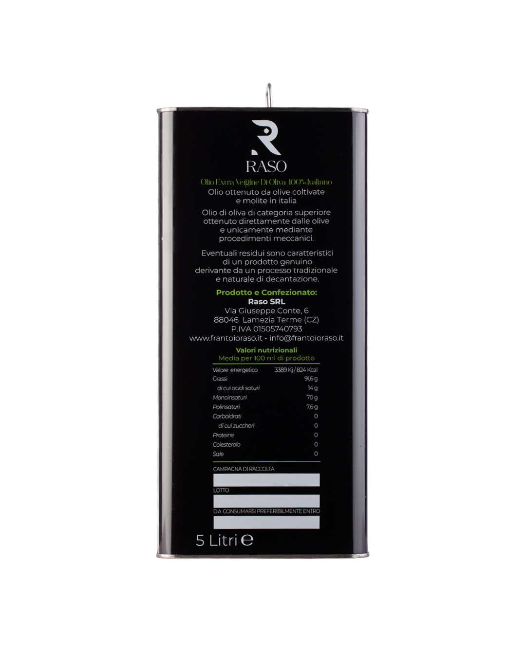 Latta Olio Extra Vergine di Oliva - Latta 5 Litri 3 Frantoio Raso - Latta Olio EVO 4